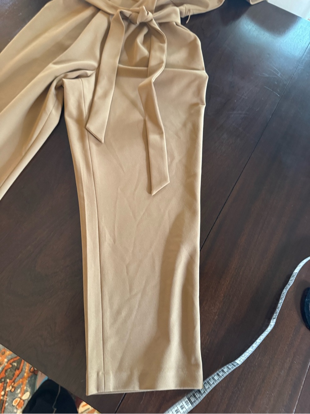 Calvin Klein Camel Brown Tie-Waist Cropped Jumpsuit - Picture 9 of 9